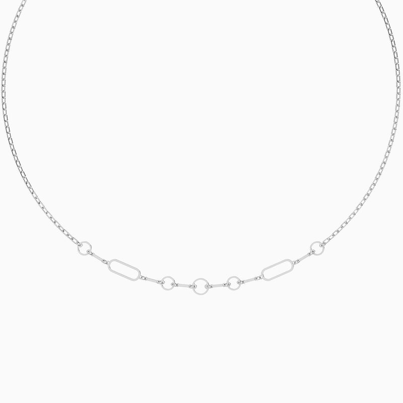 Waves by L'azurde Rectangluar & Round Links Necklace in Silver - Image 1